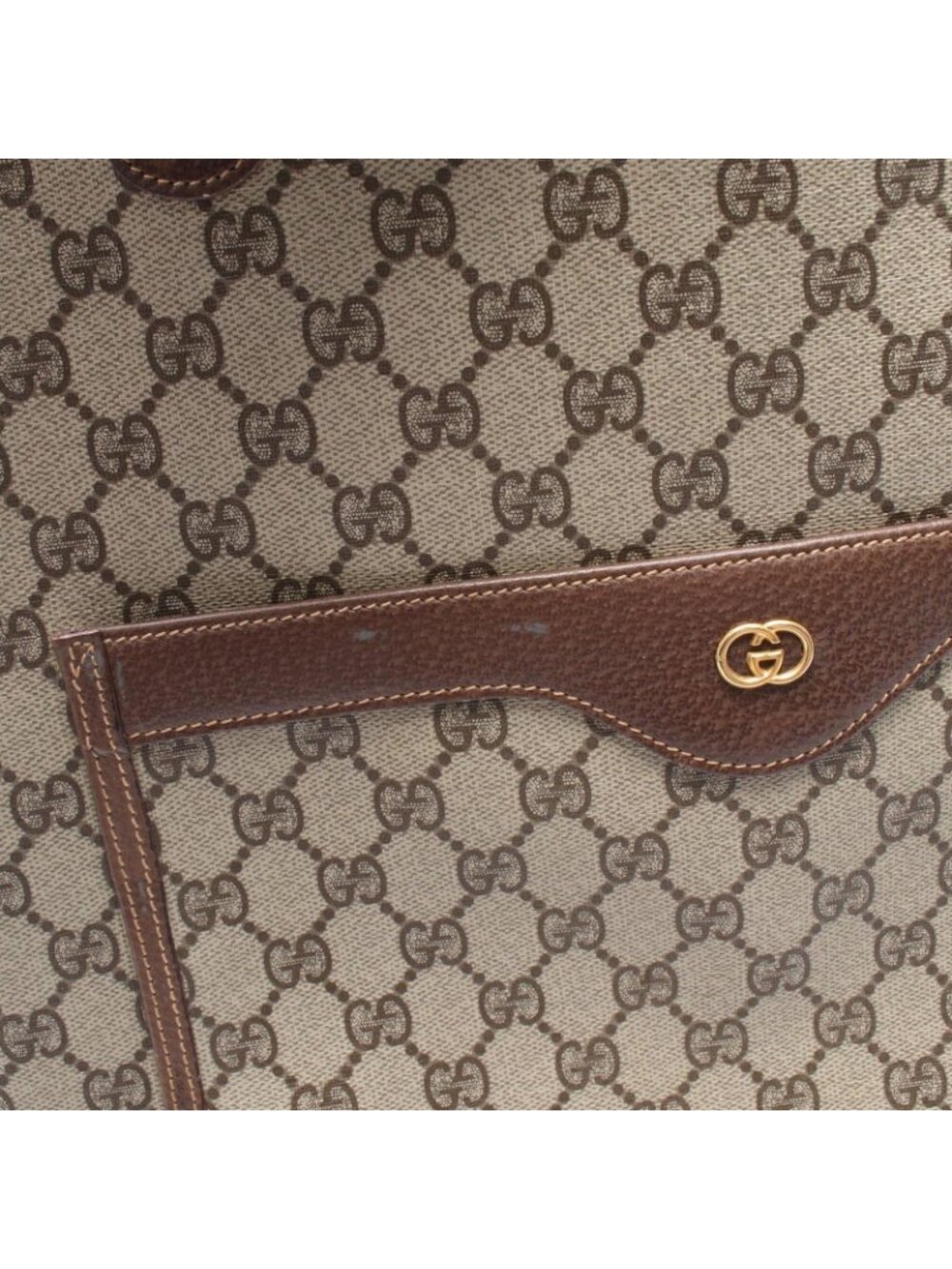 Gucci Tote Vintage GG Plus Sherry Line Beige Canvas Leather - Picture 5 of 10